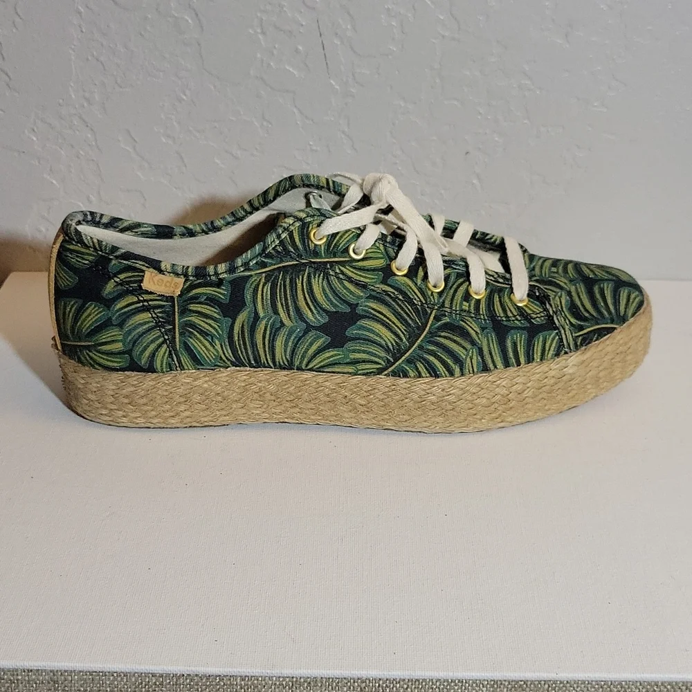 KEDS x Riffle Paper Tropical Leaf Pattern Lace up Espadrille 8